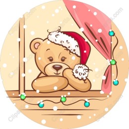 Festive Bear in Window