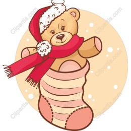 Festive Teddy Bear in Christmas Stocking