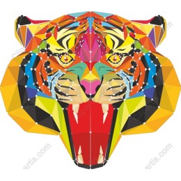 Vibrant Low-Poly Tiger Head