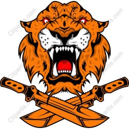 Fierce Tiger Head with Crossed Blades