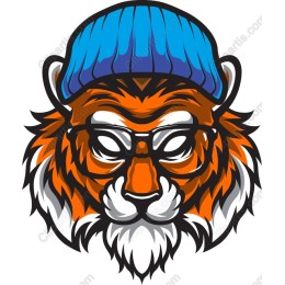 Cool Tiger with Beanie and Glasses