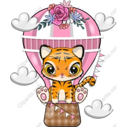 Charming Tiger in Hot Air Balloon