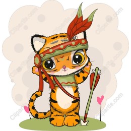 Cute Tiger Character with Feather Headband