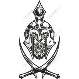 Spartan Warrior Helmet with Crossed Swords