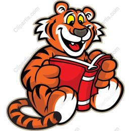 Cheerful Cartoon Tiger Reading