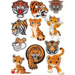 Tiger Bundle: 12 Unique Cliparts