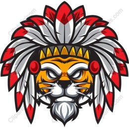 Fierce Lion with Native American Headdress