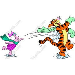 Whimsical Piglet and Tiger Winter Adventure