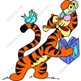 Whimsical Tiger Cartoon with Book