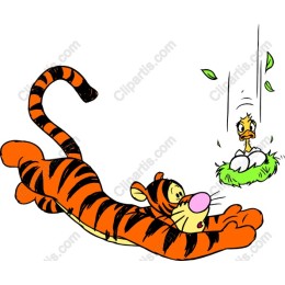 Whimsical Playful Tiger and Duckling