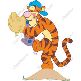 Playful Cartoon Tiger Baseball