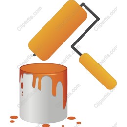 Vibrant Paint Roller and Can
