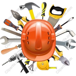 Construction Tools with Hard Hat
