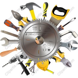 Tool-Themed: Circular Saw and Essential Tools