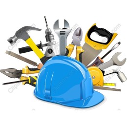 Blue Hard Hat and Tool