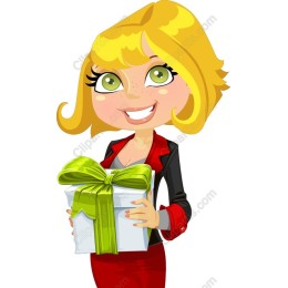 Joyful Gift-Giving Woman