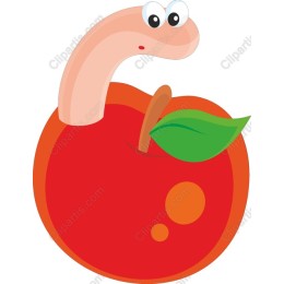 Whimsical Apple with Worm