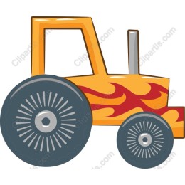 Vibrant Flame-Decorated Tractor