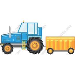 Blue Tractor with Yellow Trailer