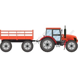 Orange Tractor with Trailer