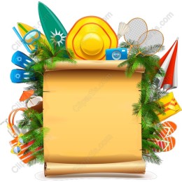 Vibrant Summer Parchment with Beach Gear