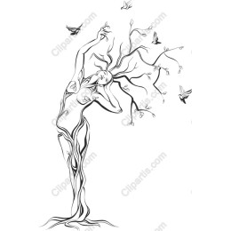 Nature's Embrace: Elegant Woman Tree
