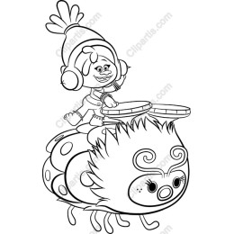 Whimsical Character Riding a Bug - Coloring Page