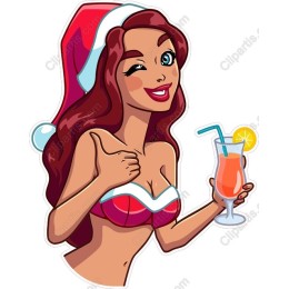 Cheerful Holiday Woman with Drink