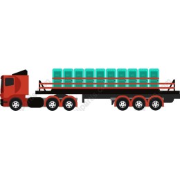 Red Truck with Portable Restrooms