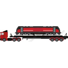 Red Truck Transporting Train Locomotive