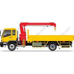 Yellow Dump Truck with Red Crane
