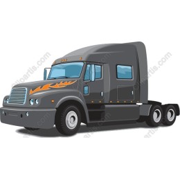 Sleek Gray Semi-Truck with Flames