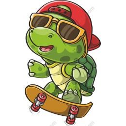 Cool Skateboarding Turtle