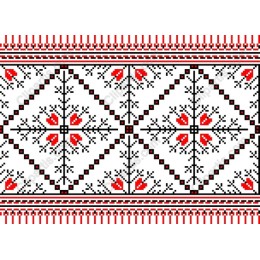 Traditional Red and Black Floral Geometric Pattern
