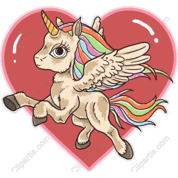 Whimsical Winged Unicorn in Heart