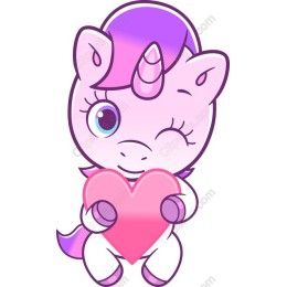 Winking Unicorn with Heart