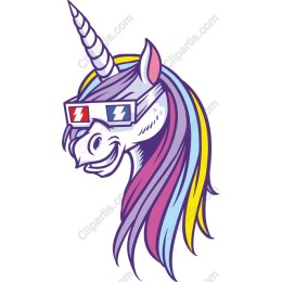 Cartoon Unicorn with 3D Glasses
