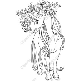 Whimsical Floral Crown Horse