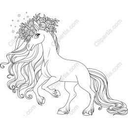 Whimsical Floral Crown Horse