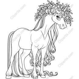 Whimsical Floral Crown Horse