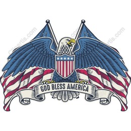 Patriotic American Eagle with Flags