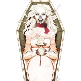 Coffin Girl with White Rose