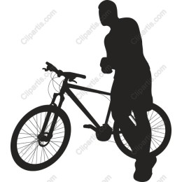 Cyclist Leaning Against Mountain Bike