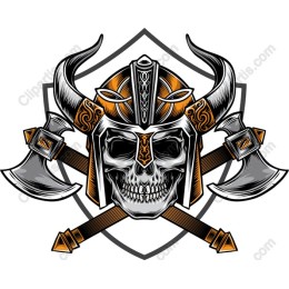 Fierce Viking Skull with Axes