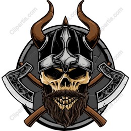 Viking Warrior Skull with Axes