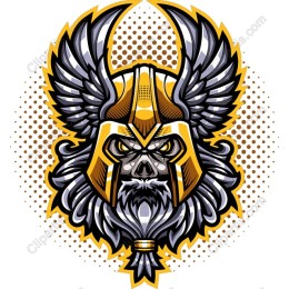 Fierce Warrior Skull with Wings