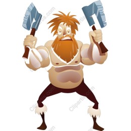 Muscular Caveman with Axes