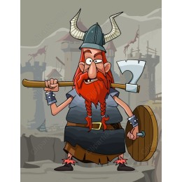 Vibrant Cartoon Viking Warrior