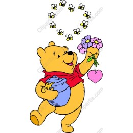 Cheerful Bear with Honey and Flowers