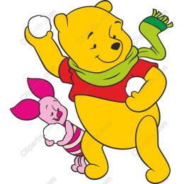 Playful Bear and Piglet Snowball Fight